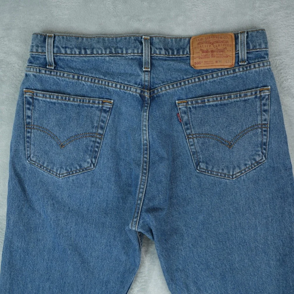 90s‎ Vintage Levis 505 Jeans Mens 36x30 Blue Regular Fit Straight Leg 1998 Denim